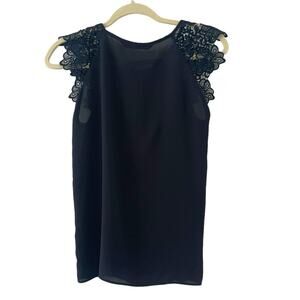 Zara Black Lace Sleeveless Blouse Size XS